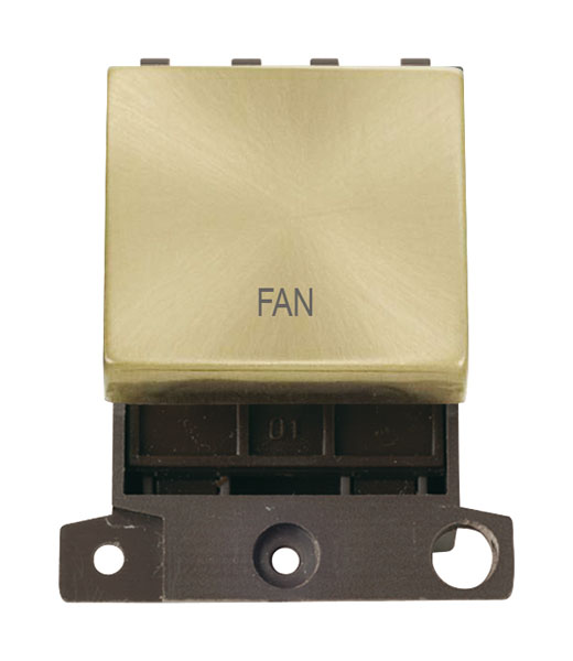 Click MiniGrid MD022SBFN Satin Brass 20A Double Pole Fan Switch Module