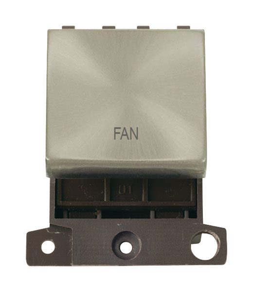 Click MiniGrid MD022SCFN Satin Chrome 20A Double Pole Fan Switch Module
