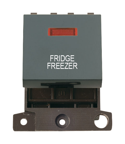 Click MiniGrid MD023BKFF Black 20A Double Pole Fridge Freezer Switch Module with Neon