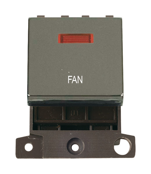 Click MiniGrid MD023BNFN Black Nickel 20A Double Pole Fan Switch Module with Neon