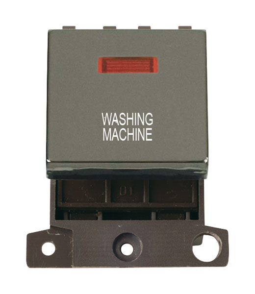 Click MiniGrid MD023BNWM Black Nickel 20A Double Pole Washing Machine Switch Module with Neon
