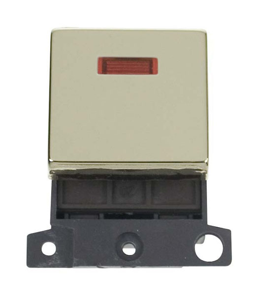 Click MiniGrid MD023BR Polished Brass 20A Double Pole Switch Module with Neon