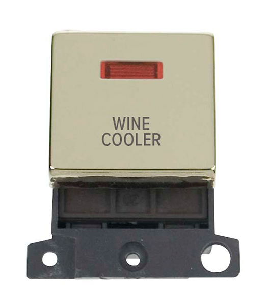 Click MiniGrid MD023BRWC Polished Brass 20A Double Pole Wine Cooler Switch Module with Neon