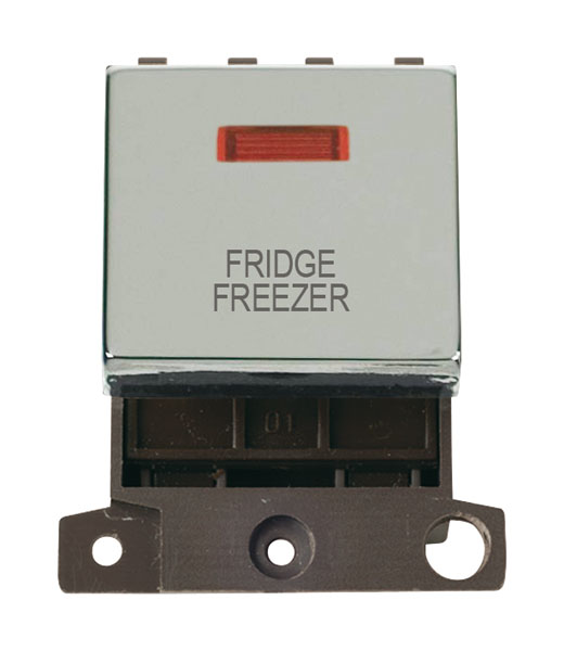 Click MiniGrid MD023CHFF Polished Chrome 20A Double Pole Fridge Freezer Switch Module with Neon