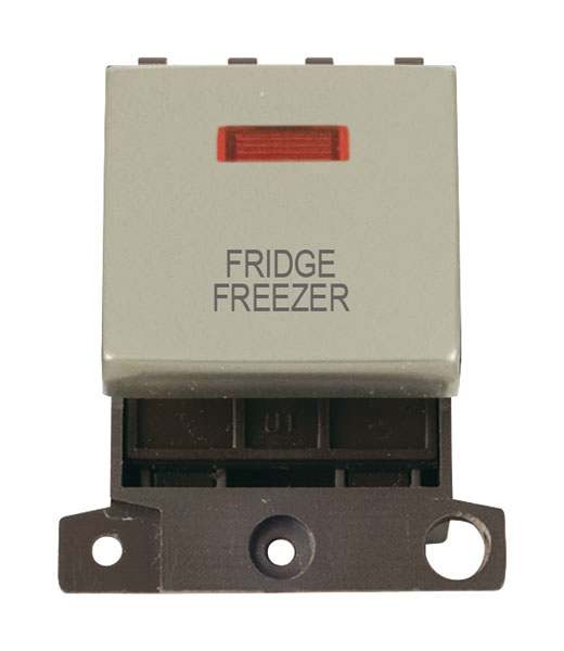 Click MiniGrid MD023PNFF Pearl Nickel 20A Double Pole Fridge Freezer Switch Module with Neon