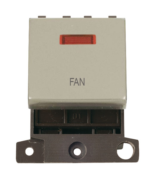 Click MiniGrid MD023PNFN Pearl Nickel 20A Double Pole Fan Switch Module with Neon