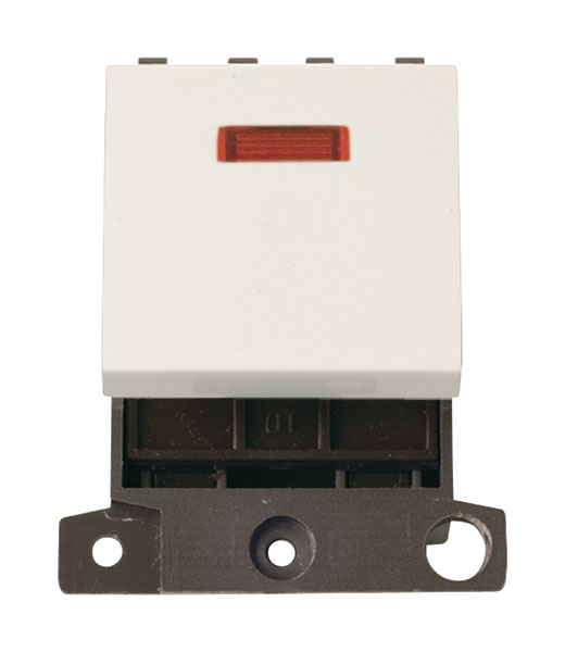 Click MiniGrid MD023PW Polar White 20A Double Pole Switch Module with Neon