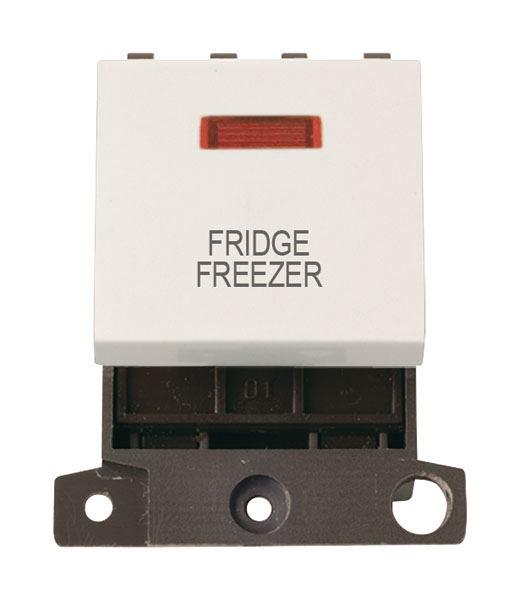 Click MiniGrid MD023PWFF Polar White 20A Double Pole Fridge Freezer Switch Module with Neon