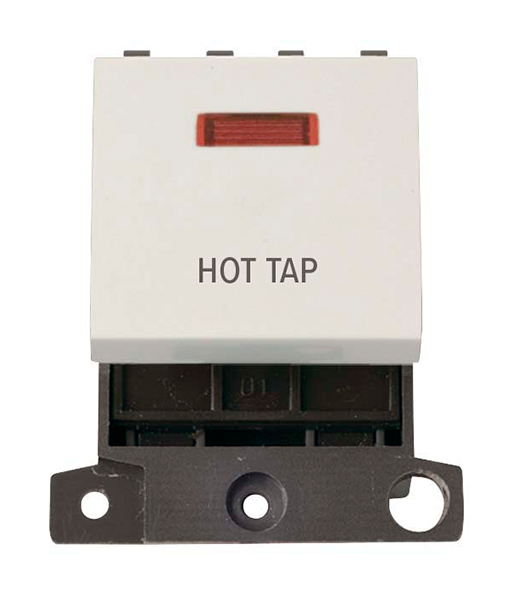 Click MiniGrid MD023PWHT Polar White 20A Double Pole Hot Tap Switch Module with Neon