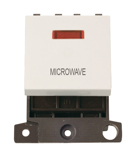 Click MiniGrid MD023PWMW Polar White 20A Double Pole Microwave Switch Module with Neon