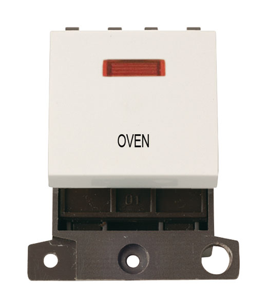 Click MiniGrid MD023PWOV Polar White 20A Double Pole Oven Switch Module with Neon