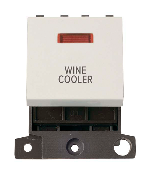 Click MiniGrid MD023PWWC Polar White 20A Double Pole Wine Cooler Switch Module with Neon