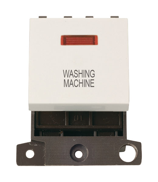 Click MiniGrid MD023PWWH Polar White 20A Double Pole Washing Machine Switch Module with Neon