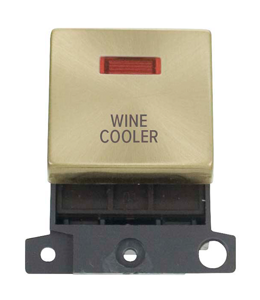 Click MiniGrid MD023SBWC Satin Brass 20A Double Pole Wine Cooler Switch Module with Neon