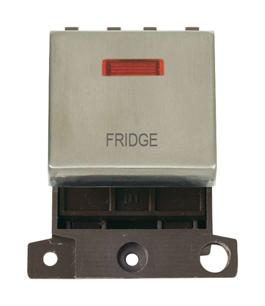 Click MiniGrid MD023SSFD Stainless Steel 20A Double Pole Fridge Switch Module with Neon
