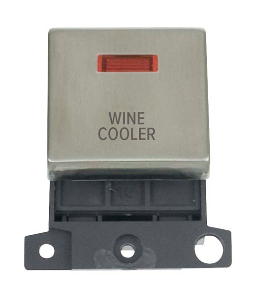 Click MiniGrid MD023SSWC Stainless Steel 20A Double Pole Wine Cooler Switch Module with Neon