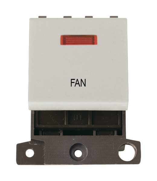 Click MiniGrid MD023WHFN White 20A Double Pole Fan Switch Module with Neon