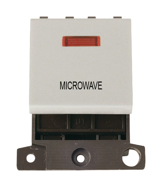 Click MiniGrid MD023WHMW White 20A Double Pole Microwave Switch Module with Neon
