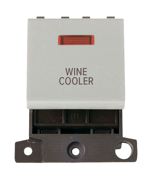 Click MiniGrid MD023WHWC White 20A Double Pole Wine Cooler Switch Module with Neon