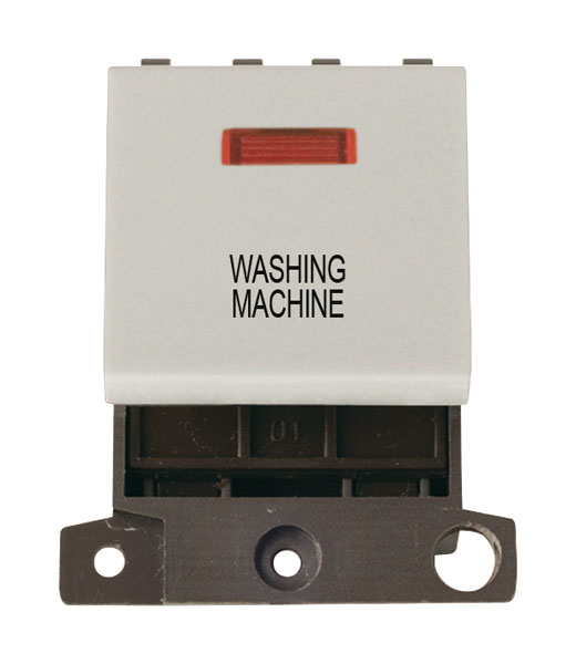 Click MiniGrid MD023WHWM White 20A Double Pole Washing Machine Switch Module with Neon