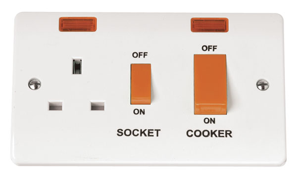 Click Mode 45A Cooker Switch + 13A Switched Socket + Neon CMA205