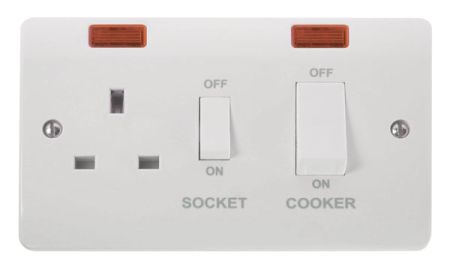 Click Mode 45A Cooker Switch + 13A Switched Socket & Neon CMA505
