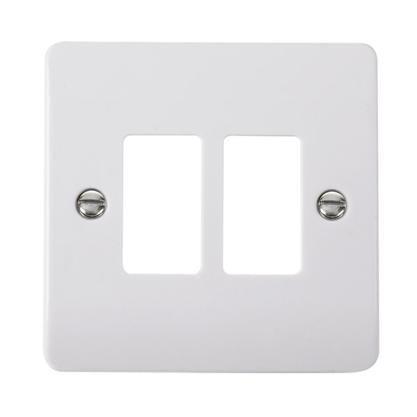 Click Mode White 2 Gang Grid Pro Front Plate CMA20402