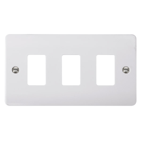 Click Mode White 3 Gang Grid Pro Front Plate CMA20403