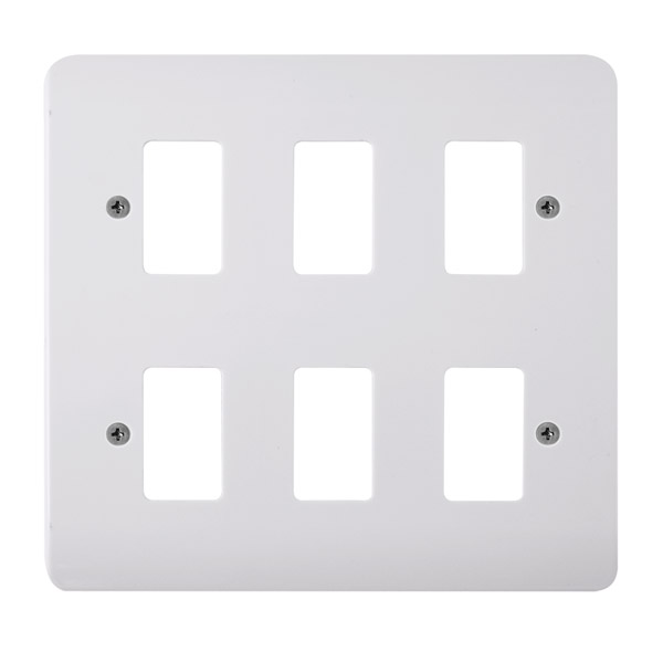 Click Mode White 6 Gang Grid Pro Front Plate CMA20506