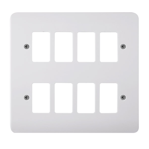 Click Mode White 8 Gang Grid Pro Front Plate CMA20508