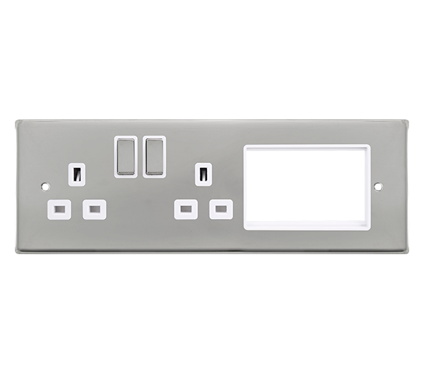 Click New Media 2 Gang Socket Outlet with 3 Apertures MP603CHWH