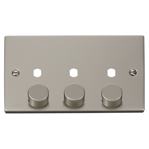 Click Pearl Nickel 3G Empty Dimmer Plate with Knobs VPPN153PL