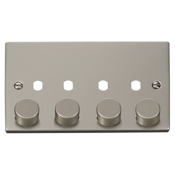 Click Pearl Nickel 4G Empty Dimmer Plate with Knobs VPPN154PL