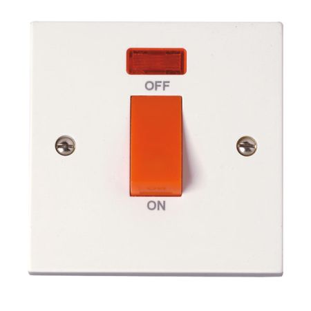 Click Polar 45A 1 Gang Single Cooker Switch with Neon PRW201