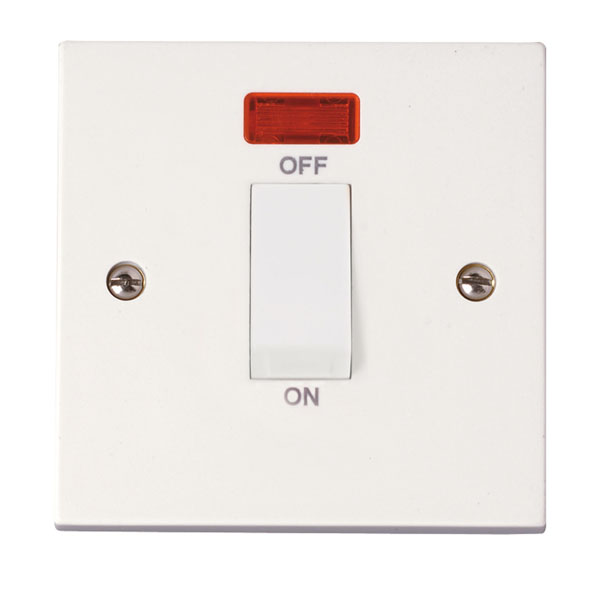 Click Polar 45A 1 Gang Single Cooker Switch with Neon PRW501