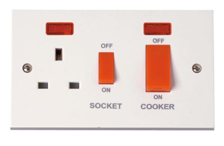 Click Polar 45A Cooker Switch with 13A Sw Socket & Neons PRW205