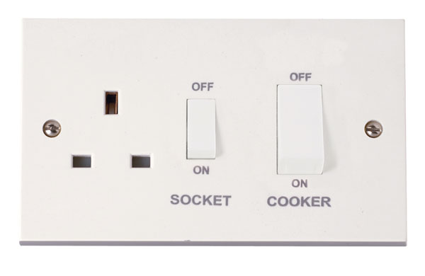 Click Polar 45A Cooker Switch with 13A Sw Socket Outlet PRW504