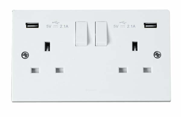 Click Polar Twin USB Double Switched Socket PRW780