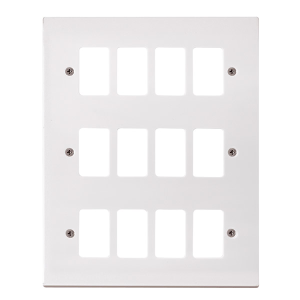 Click Polar White 12 Gang Grid Pro Front Plate PRW20512
