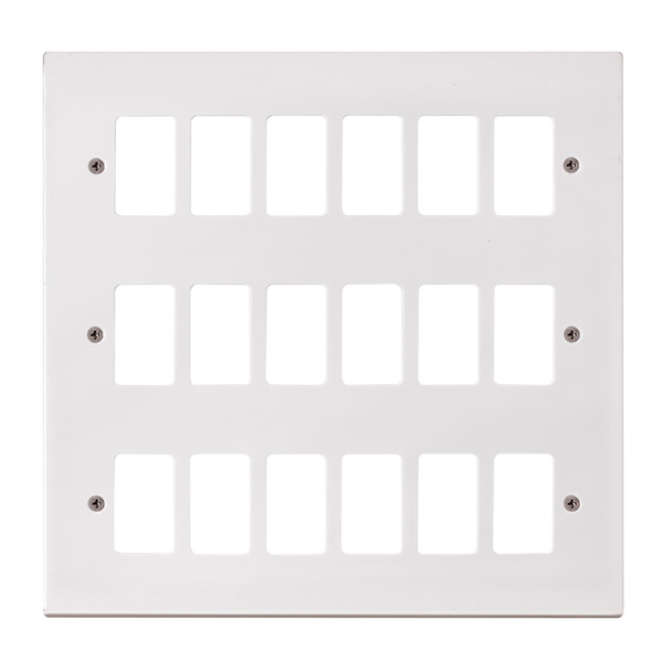 Click Polar White 18 Gang Grid Pro Front Plate PRW20518