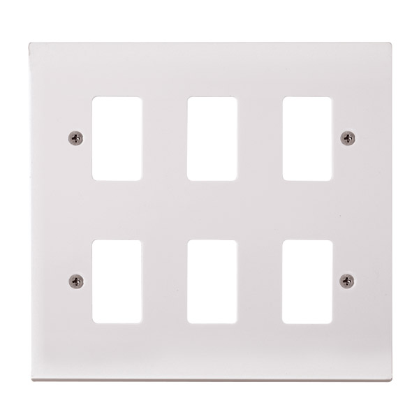 Click Polar White 6 Gang Grid Pro Front Plate PRW20506