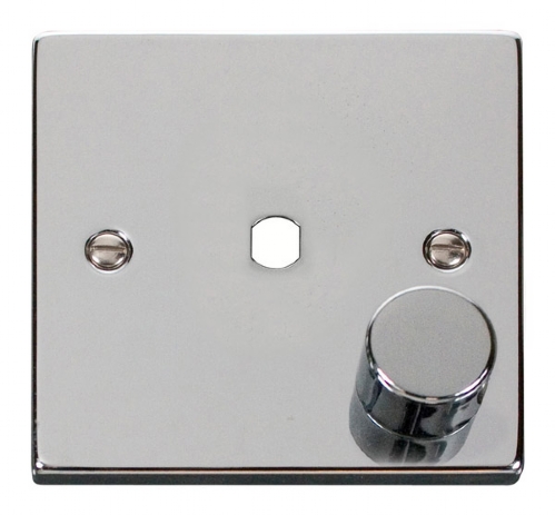 Click Polished Chrome 1G Empty Dimmer Plate with Knob VPCH140PL