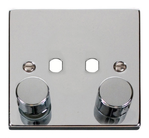 Click Polished Chrome 2G Empty Dimmer Plate with Knobs VPCH152PL