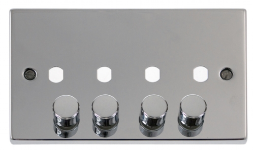 Click Polished Chrome 4G Empty Dimmer Plate with Knobs VPCH154PL