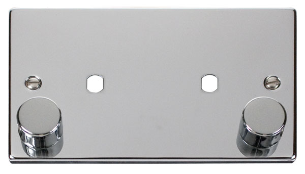 Click Polished Chrome Twin Dimmer Plate 1630W Max VPCH186