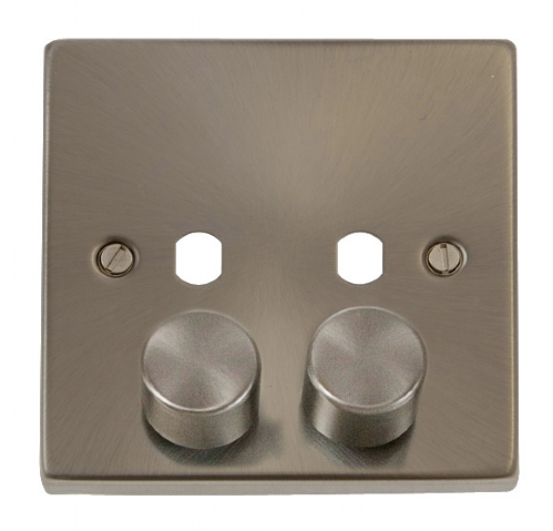 Click Satin Chrome 2G Empty Dimmer Plate with Knobs VPSC152PL