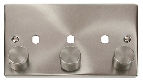 Click Satin Chrome 3G Empty Dimmer Plate with Knobs VPSC153PL