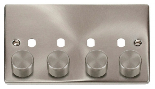 Click Satin Chrome 4G Empty Dimmer Plate with Knobs VPSC154PL