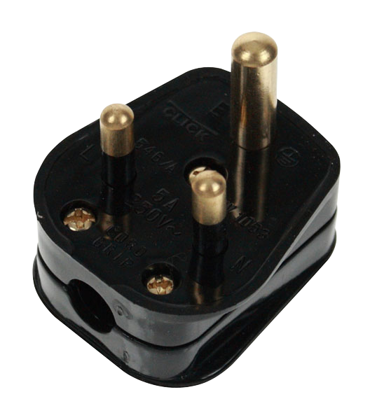 Click Scolmore 5A Black Round Pin Plug Top PA176