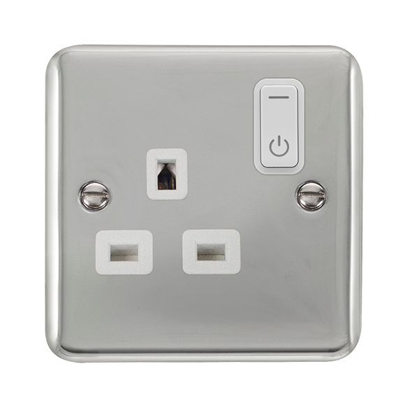 Click Smart+  Polished Chrome 13A 1G Zigbee Smart Switched Socket DPCH30535WH